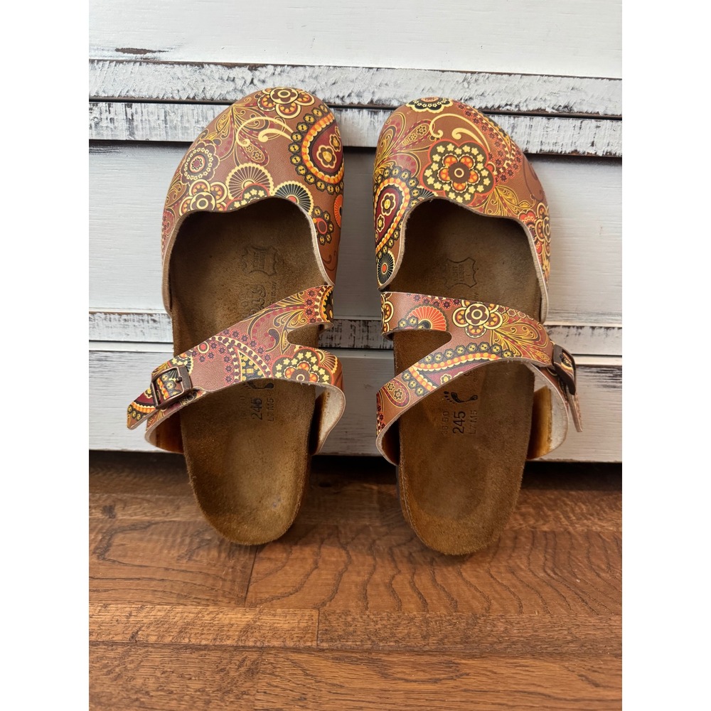 Birkenstock Birki's Paisley Print Sandals Clogs Floral Boho Size 38 US 7 Narrow